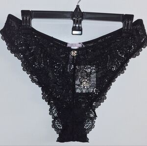 Women's Plus Size Savage X Fenty Black Textured Floral Lace Panties Size 1X